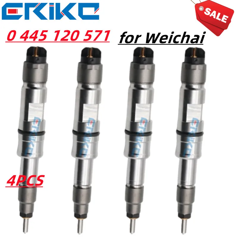 4PCS 0445120571 0445120580 Truck Common Rail Diesel Injector 0445 120 571 0 445 120 571 for Weichai 0433172688 Yuchai Power