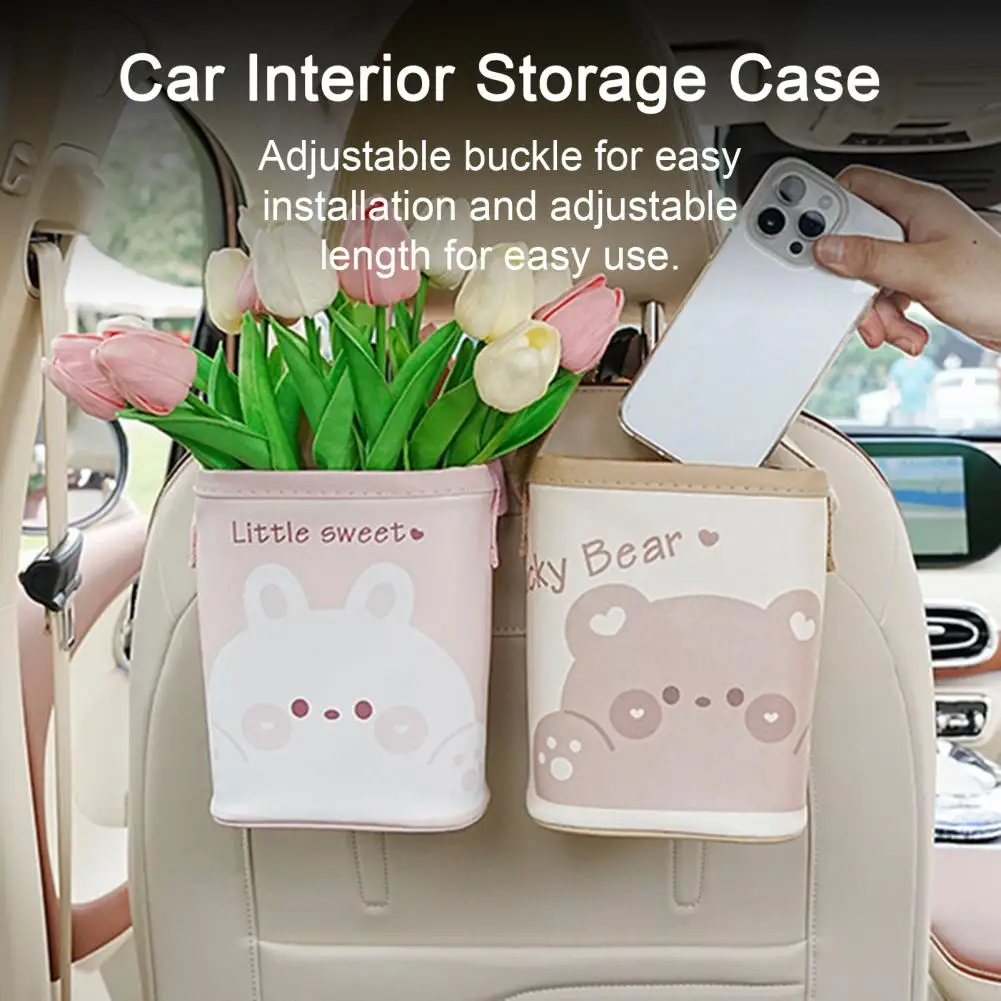 Capacity Car Organizer Waterproof Car Storage Box with Cartoon Print Extra Hanging Trash for Headrest Collapsible Vehicle Bin