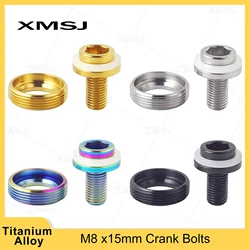 XMSJ Titanium Crank Cap Bottom Bracket Axle Screw  Center Shaft Crankset Fixing Bolts M8X15 Cover Square Hole Crankarm Bolt
