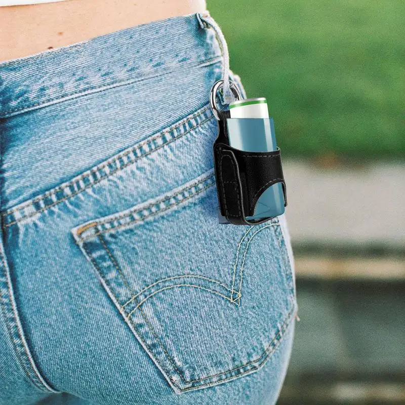 Storage Case For Inhaler With Metal Buckle Waterproof Protective PU Leather Case For Inhaler For Travelling School And Hiking
