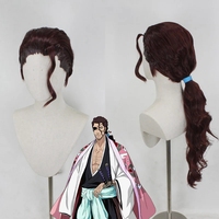 Bleach Kyoraku Shunsui Cosplay Costume Hair Headwear Medium Long Brown Wig