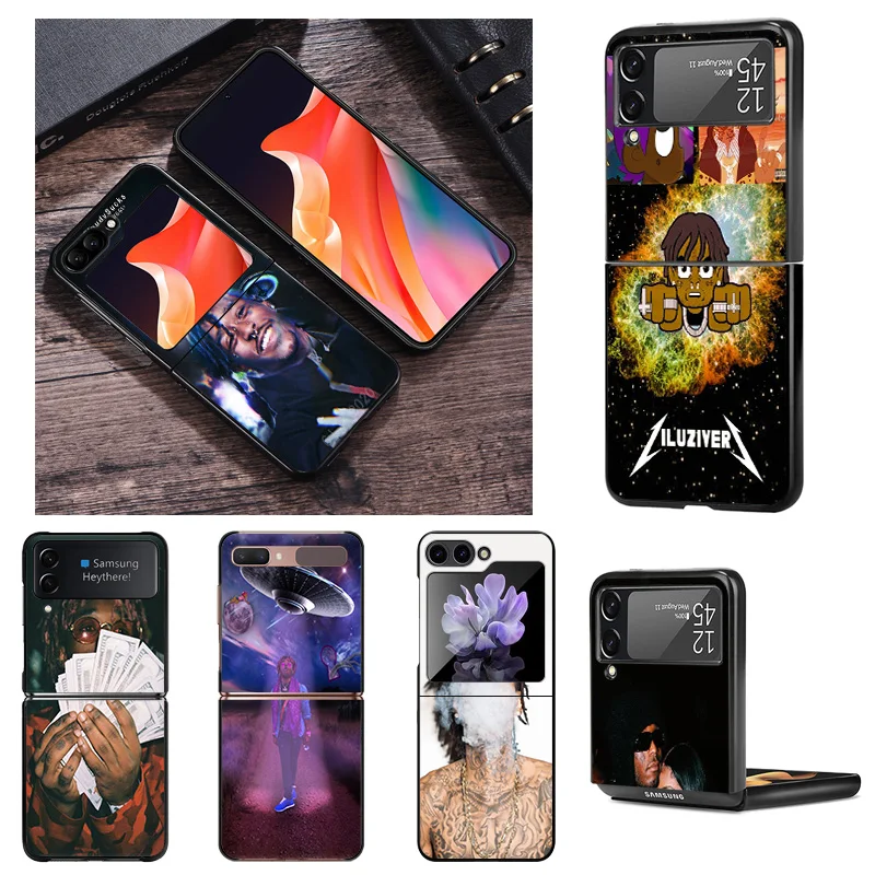 Black Phone Cases for Samsung Z Flip 6 5 4 3 Luxury Lil Uzi Vert Hard Galaxy ZFlip6 Flip5 Flip4 Flip3 Mobile Phone Shell Cover