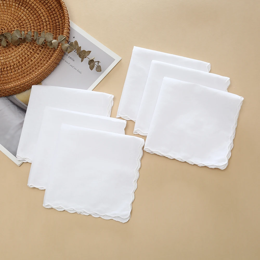 Fazzoletto in cotone spesso vecchio stile 30 cm, fazzoletto bianco puro unisex, tovagliolo da esterno, fazzoletto stampato ricamato