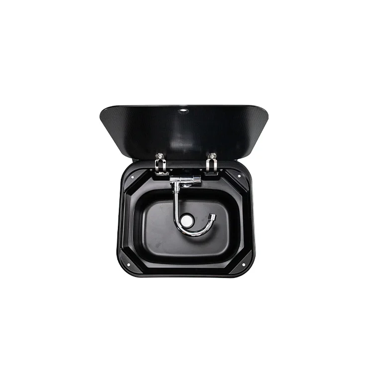 Hot Sale Cheap Price Stainless Steel Single Bowl RV Vessel Sink With Glass Cover Matte Black Finish Modern Design Small Size
