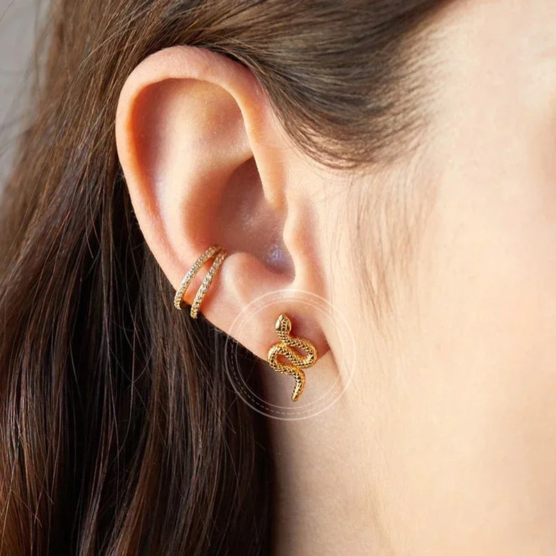 Boucles d\'oreilles créoles rondes en argent regardé 925 pour femmes, style animal, salle, métal vintage, émail punk, bijoux fantaisie