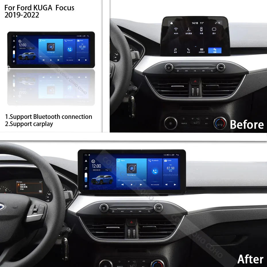 For Ford KUGA Focus 2019-2022 GPS Navigation 12.3inch Android12 Radio Video Player Carplay Android auto 8-core 8+256G 2.0Ghz