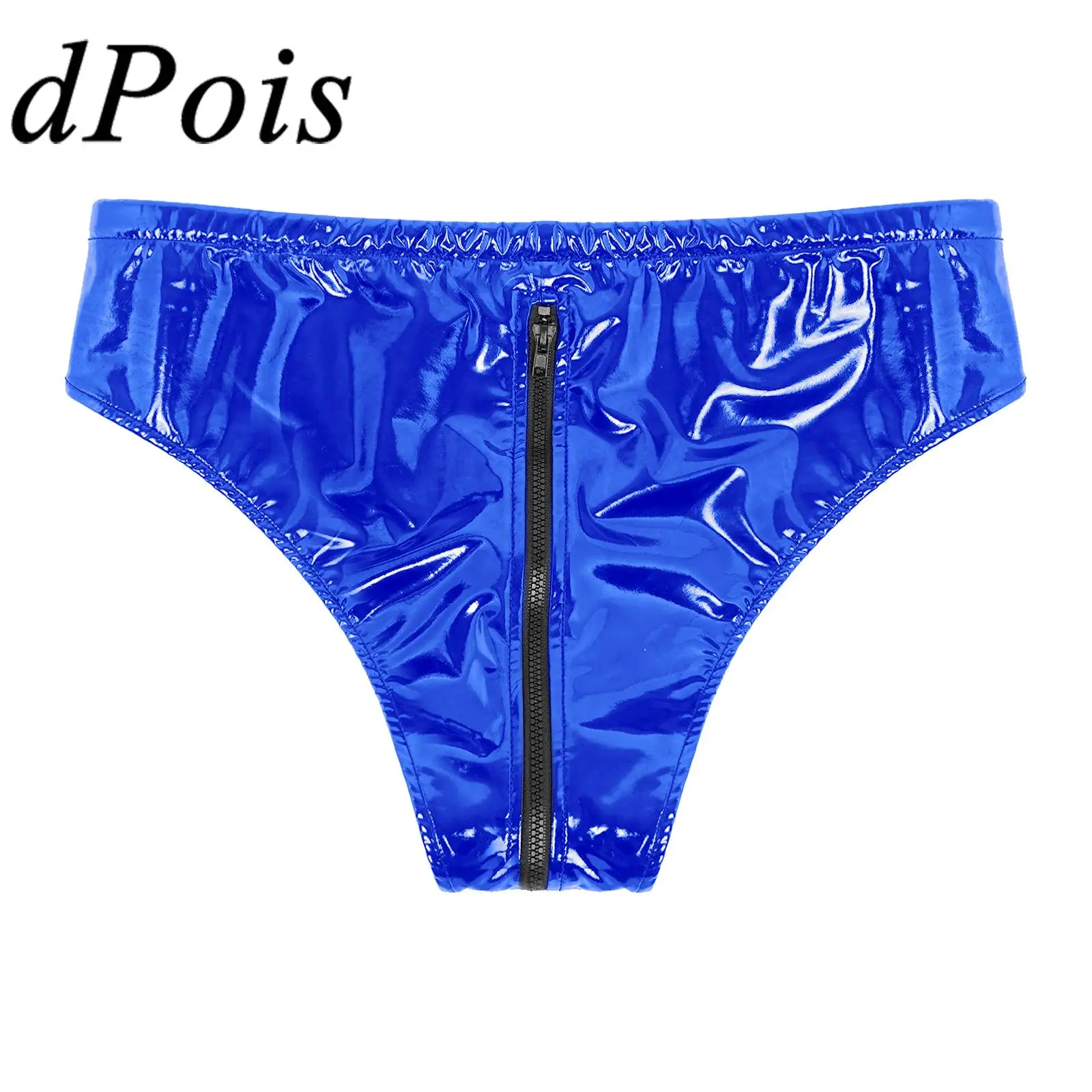 

Low Waist Latex Underpants Mens Sissy Patent Leather Briefs Panties Underwear Homme Glossy Wet Look Zipper Clubwear Nightwear