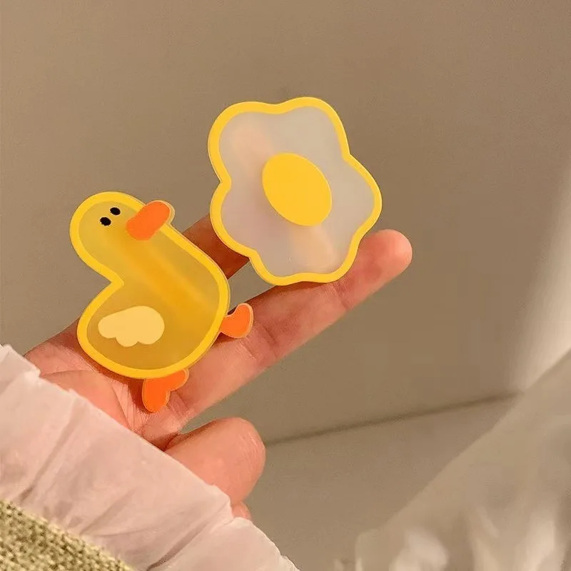 Super Cute Duck Hair Clips for Girls Cartoon Poached Egg  Side Clamp Acrylic Hairpins Headwear Accessories