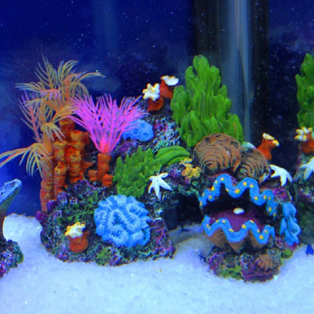 

Resin Coral Reef Aqua Ornament High-Quality Fish Tank Decoration Realistic Safe for Fish Fresh Salt Water Environment