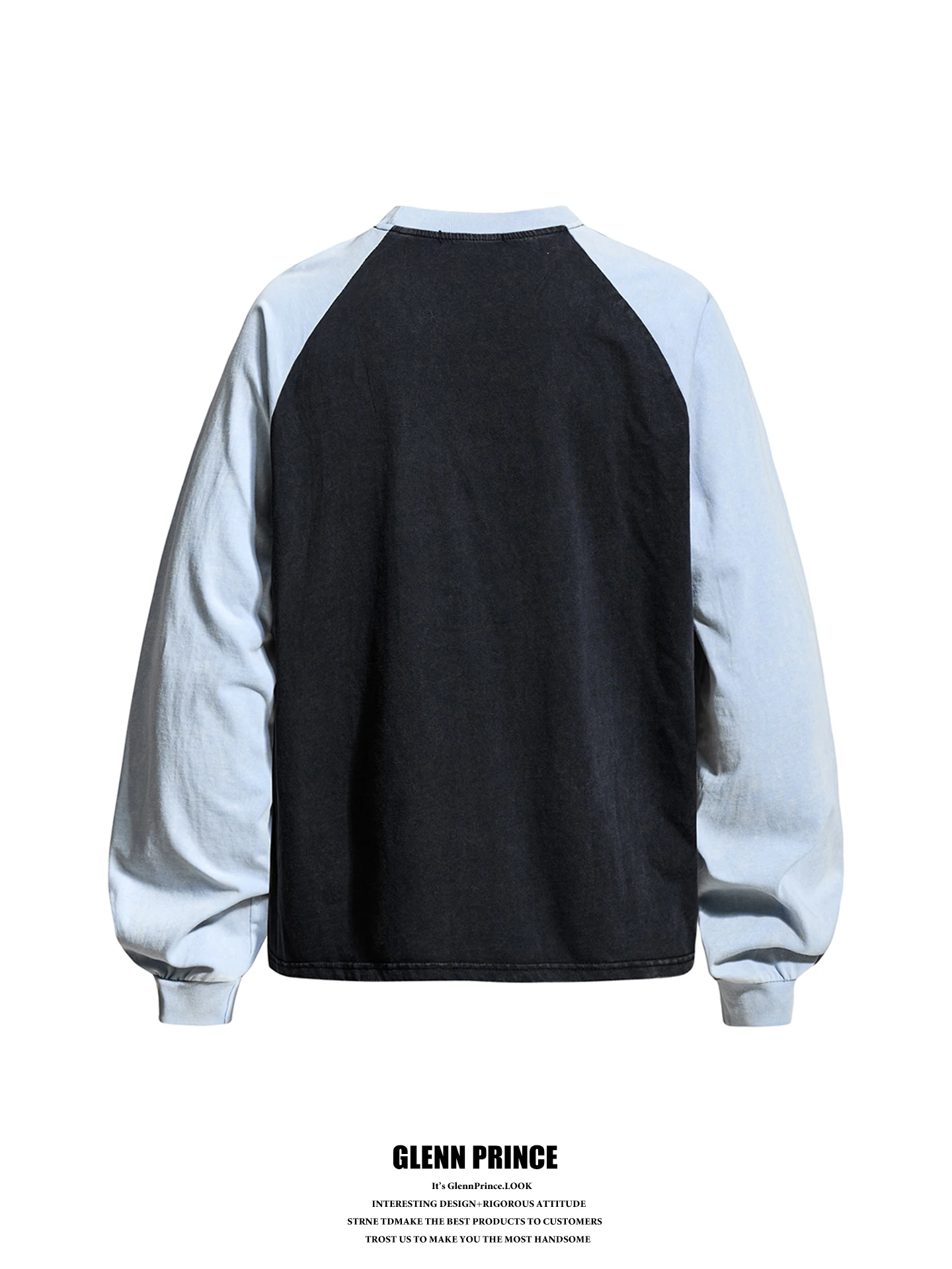 GPstudio American Vintage Star Print Color Block Long Sleeve T-Shirt Men's Unique Loose Tee Breathable Cotton Citywalk Wear