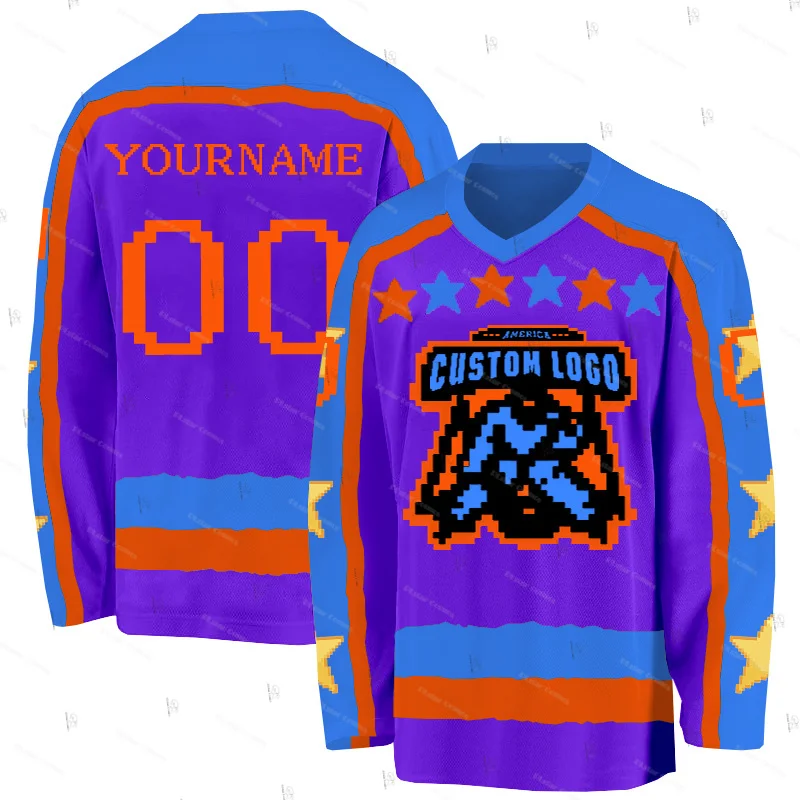 اسم مخصص فريق التدرج الكتابة على الجدران الملونة الرجعية تنفس البلوز 3DPrint عادية Harajuku الهوكي كم طويل جيرسي قمصان Y