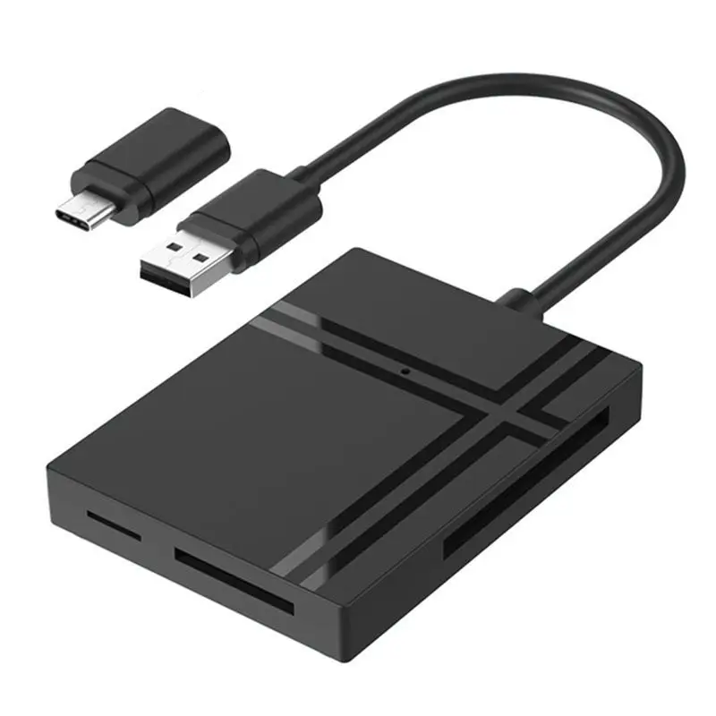 T23C Type C To USB 3.0 Adapter 5 In 1 USB C HUB With Card Reader Memory Card Splitter Supports TF/SD CF/XD MS Cards