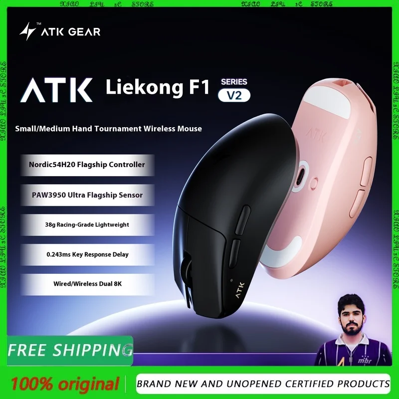 

Беспроводная мышь ATK BlazingSky F1 V2 PAW3950 Ultra 42000 точек на дюйм 750 IPS 38 г Легкая эргономичная Bluetooth с аккумулятором 800 мАч