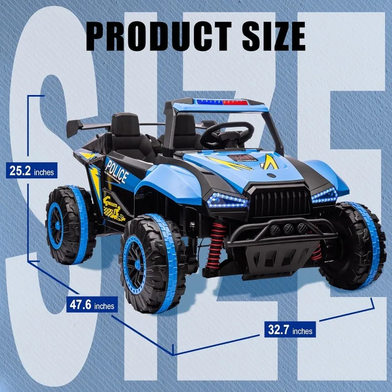 24V Ride on Toys for Boys & Girls 2 Seater Ride On Car for Kids, 6.21 Mph Max Speed, 4 Spring Suspension (Black & Blue)