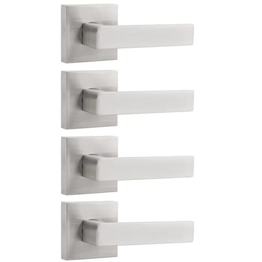 

Half Dummy Door Handles in Satin Nickel, Non-Turning Function Door Levers Set, Square Bar Modern Style, Single Dummy, Universal