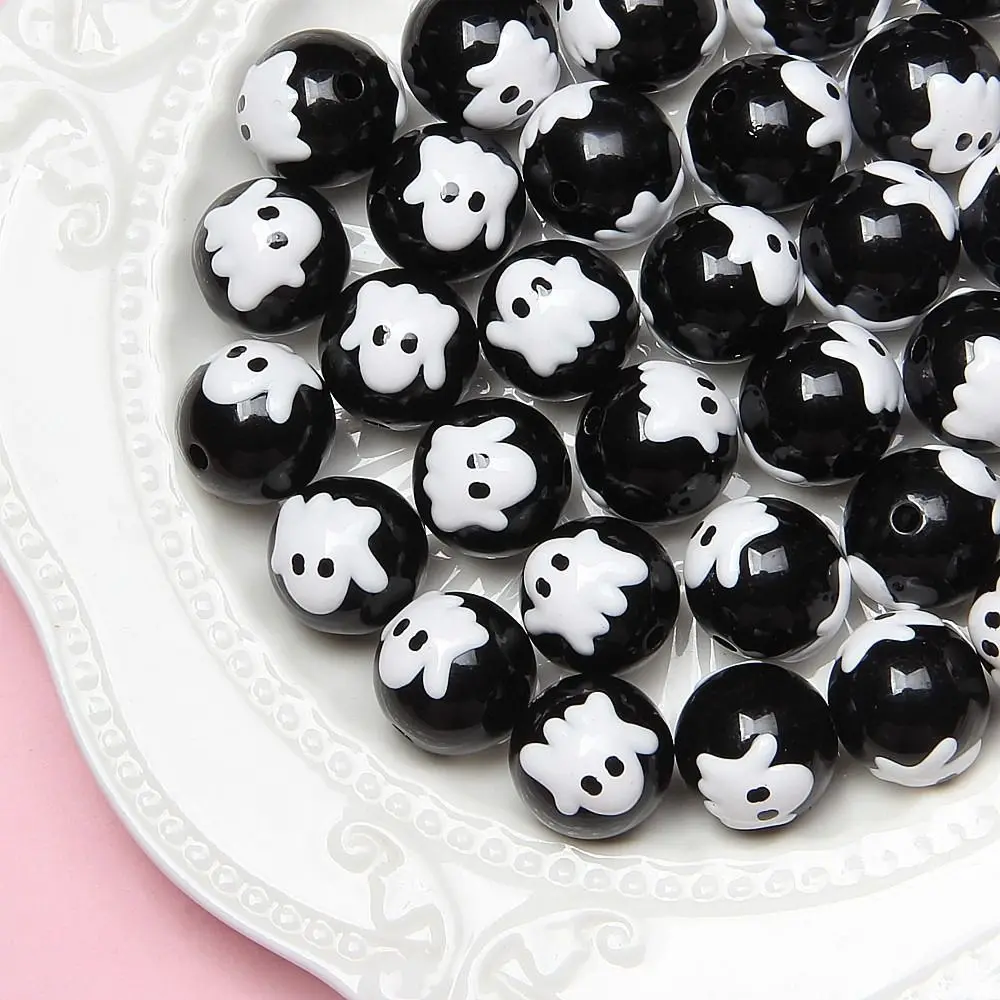 10PCS Acrylic Halloween Bracelet Beads Pumpkin Ghost Halloween DIY Jewelry Bead Spider Cartoon Hand Drawn Acrylic Beads