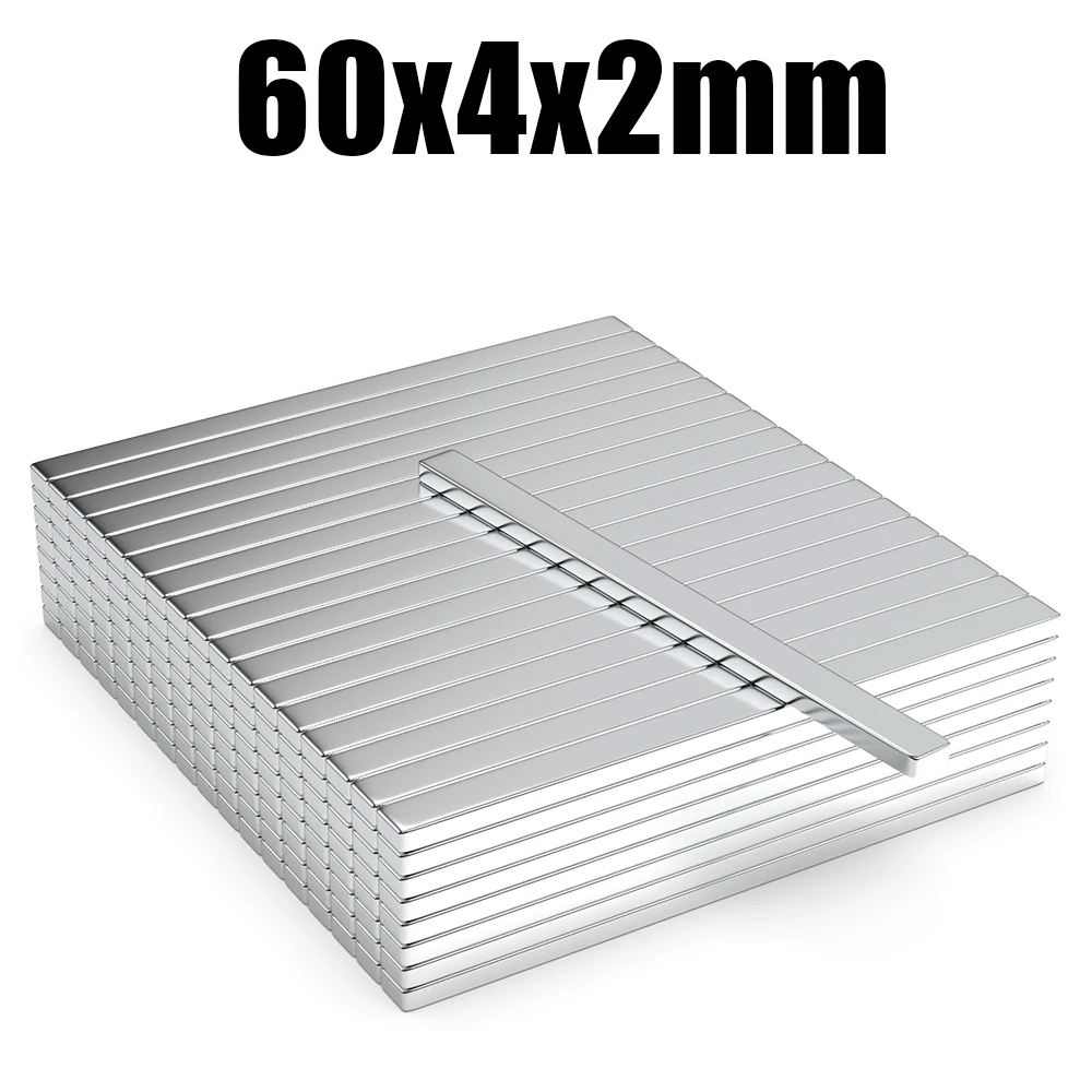 5/10/20/50 Pcs 60x4x2 N35 Neodymium Magnet 60mm X 4mm X 2mm NdFeB Block Super Powerful Strong Permanent Magnetic imanes