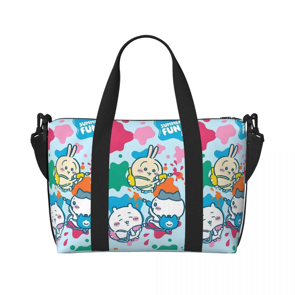 

Пляжная большая сумка Chiikawa на заказ для женщин, милые мультяшные пляжные дорожные сумки с большим отделением для спортзала