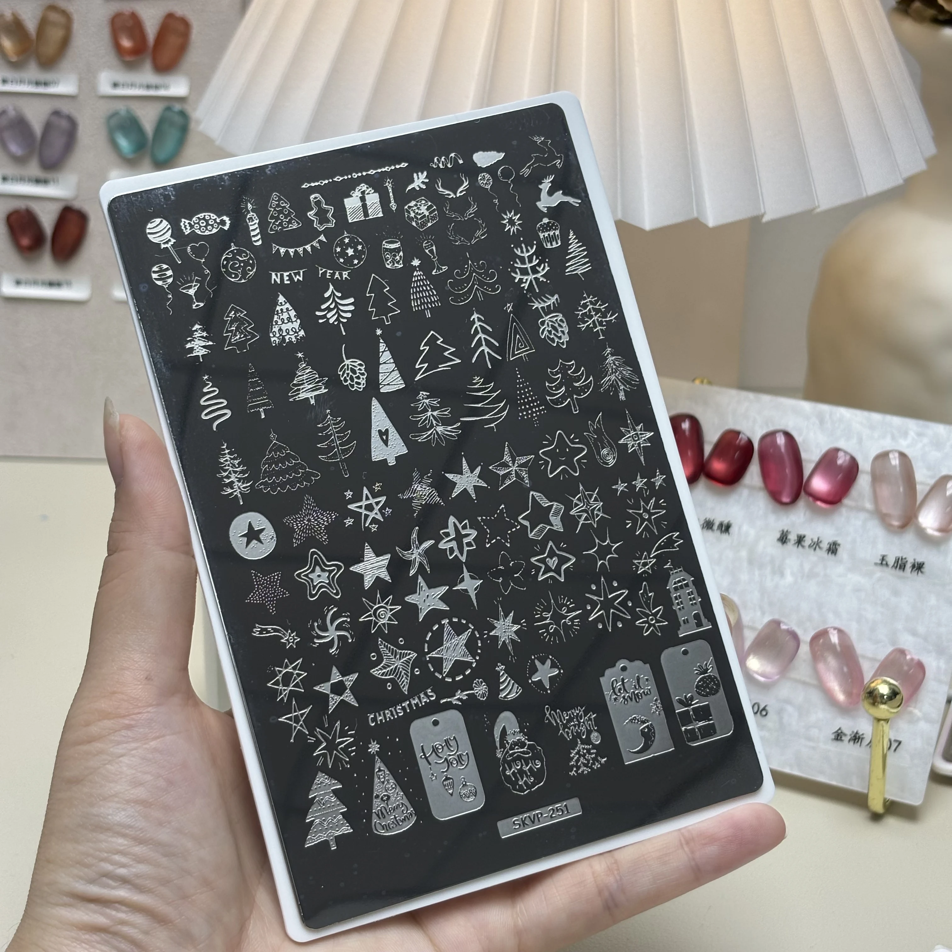 Nagel stempelplaat Halloween-elementen, kerstelementen, sneeuwvlokken patronen Stempel sjabloon plaat stencil DIY nagelgereedschap