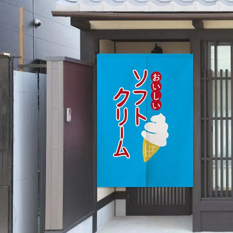 VIKAMA Japanese Noren Door Curtain Summer Ice Print Room Divider Hanging Curtain for Snack Shop Restaurant Home Decor