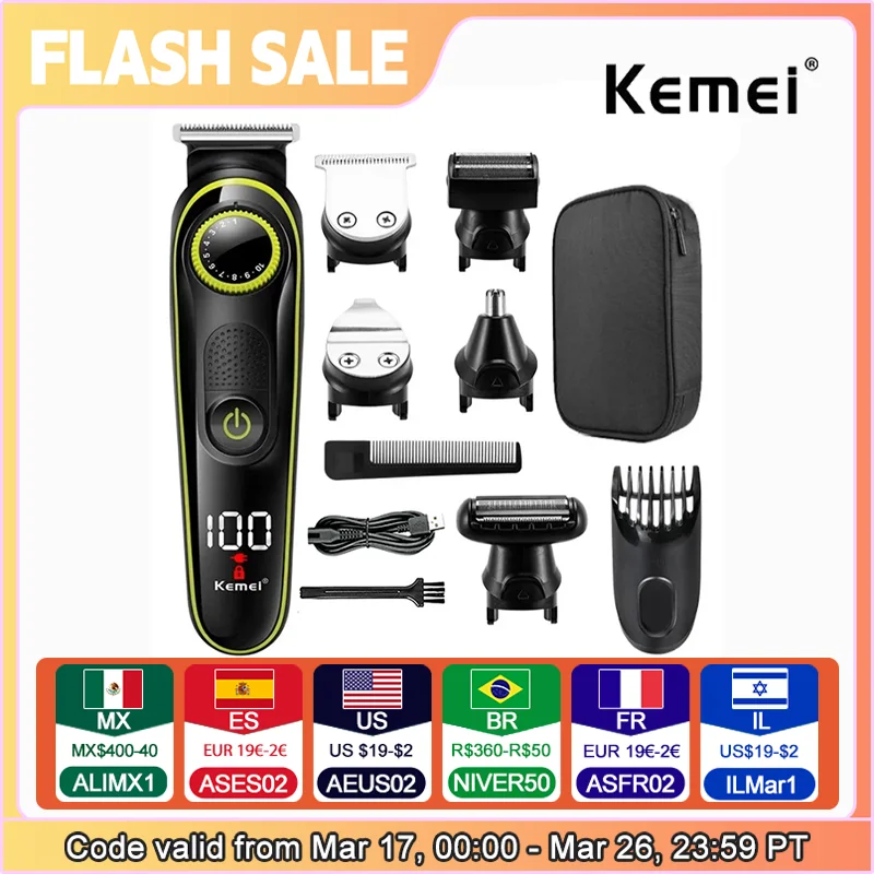 Kemei 696 Electric Hair Clipper Multifunctional Trimmer For Men Electric Shaver For Men's Razor Nose 5 In 1 Professional Trimmer