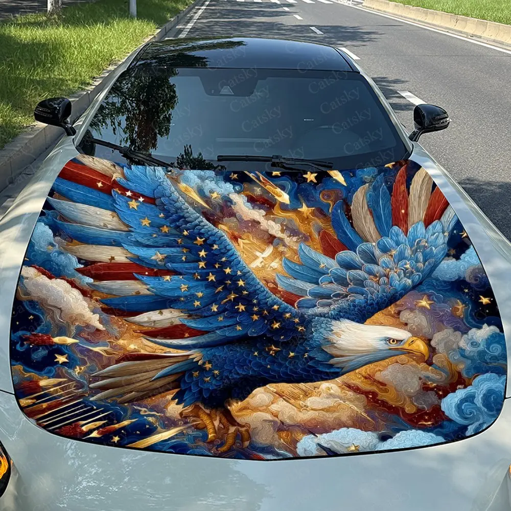 Star Spangled Banner Element Eagle Car Vinyl Stickers, Car Bonnet Film, Stickers-vinyl Packaging, Suitable For Most Cars; Bubble