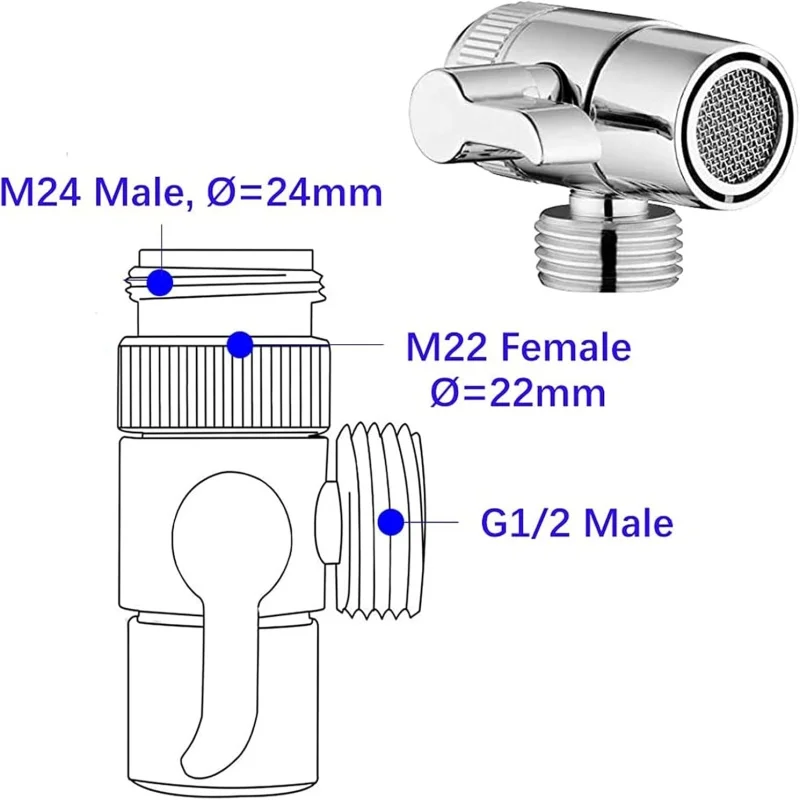 Switch Faucet Adapter with Aerators,Kitchen Sink 3-Way Splitter Diverter Valve, Water Tap Connector for Toilet Bidet Shower