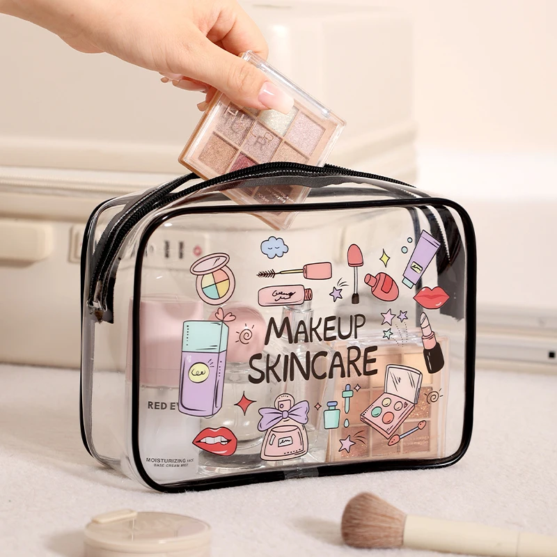 1PCS Clear PVC Travel Organizer Bag with Zipper Closure Toiletry and Cosmetic Pouch Cosmetic Storage Travel Makeup Bag for Women
