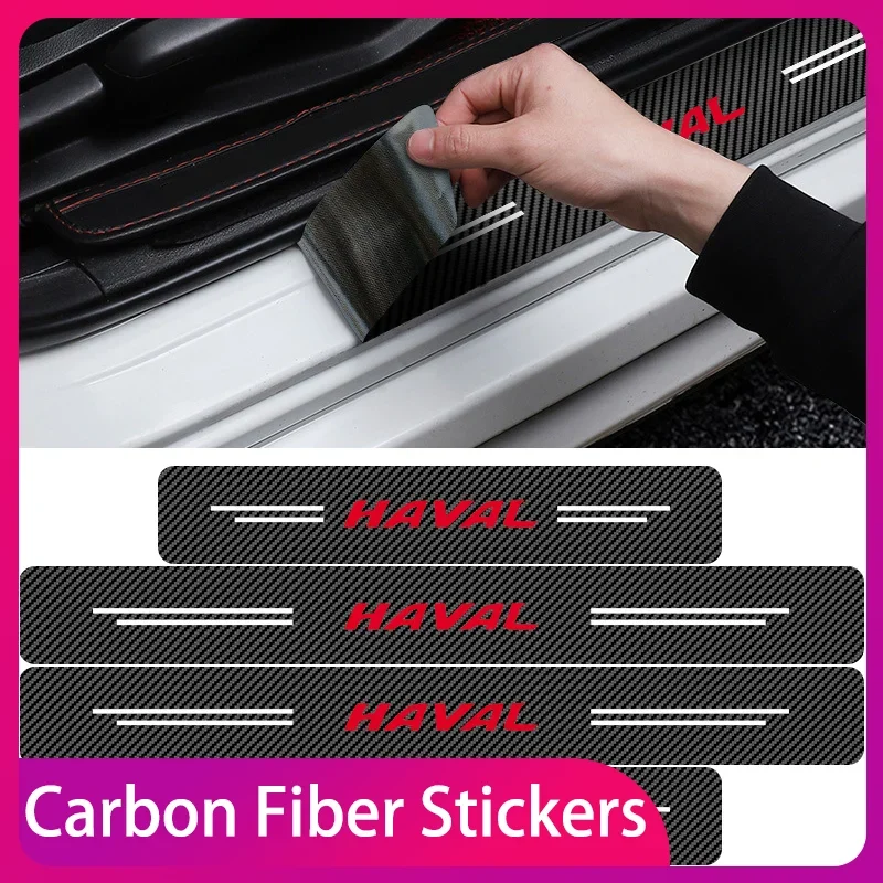 

4pcs Carbon Fiber Car Door Sill Sticker Auto Door Threshold Scratch Waterproof For Haval H6 M6 H2S H5 H8 H9 H1 F5 F7X F7 Car