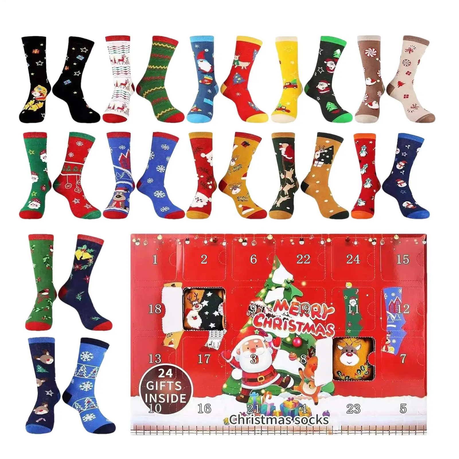 

Advent Socks Countdown Calendar Soft Breathable Footwear 12-Pair Socks Countdown Calendar For Christmas For Family Gathering