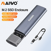 MAIWO 2-in-1 Type-C Cable M.2 NVMe SATA SSD Enclosure Adapter 10Gbps Compabitle SSD Size 2230/2240/2260/80 Tool Free USB3.1 GEN2