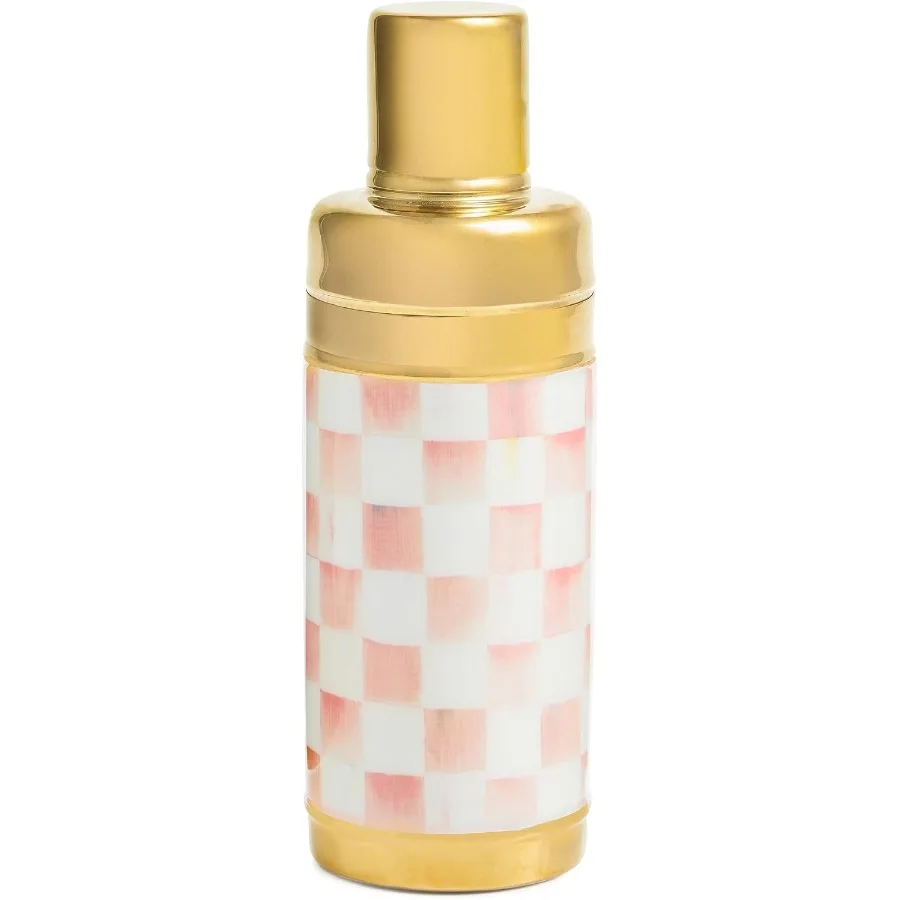 

Коктейльный шейкер, чашка-шейкер из нержавеющей стали с крышкой, оборудование для бармена для дома, 20 унций, розово-белая розовая клетка