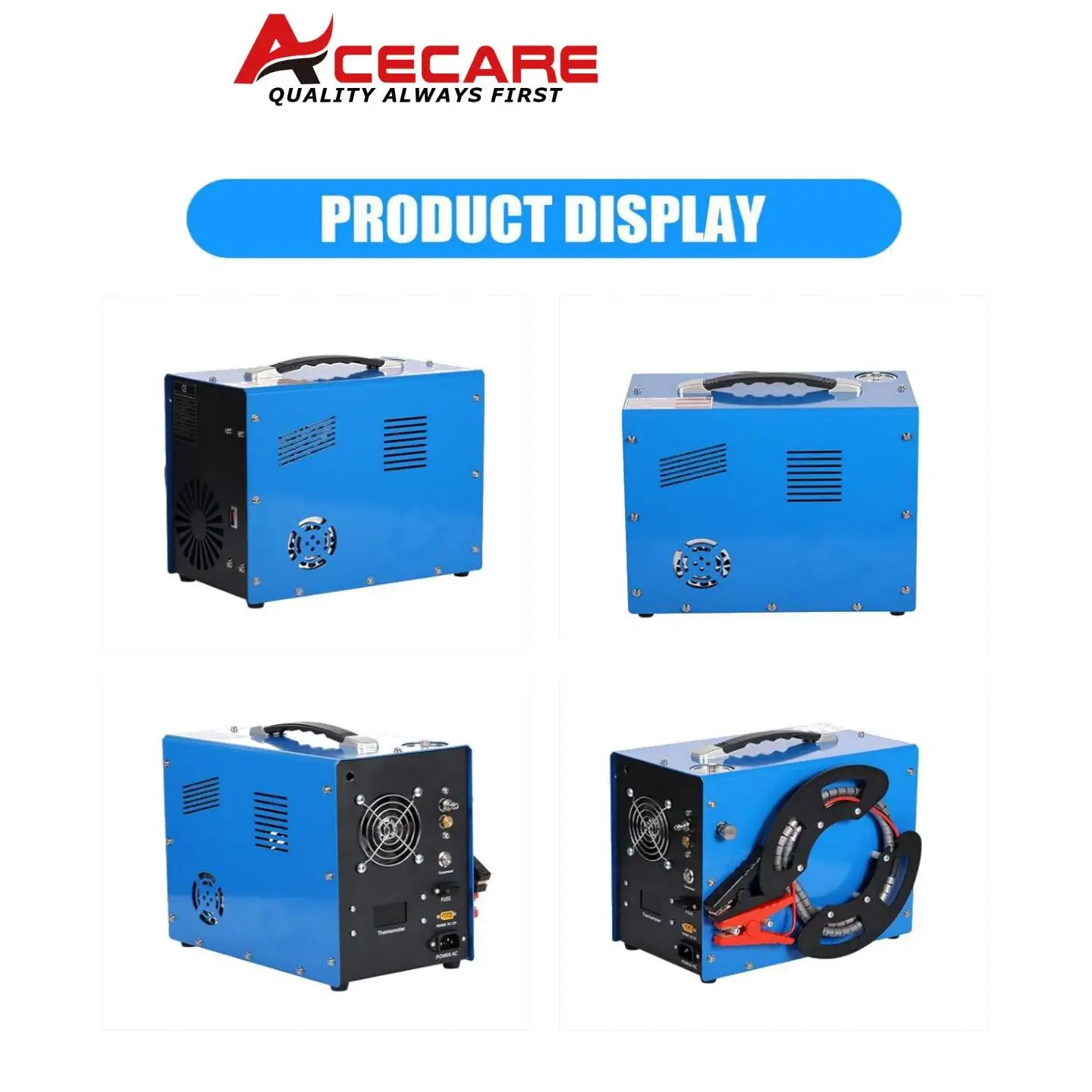 ACECARE 300Bar 4500Psi PCP Air Compressor High Pressure Compressor with Built-in 12V Portable Power Adapter Fan Auto-stop