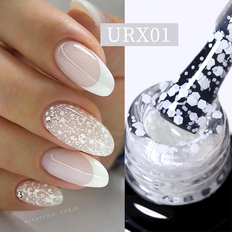 UR SUGAR 7ml Glitter Gel smalto per unghie Semi permanente fiocco di neve bianco viola neve paillettes Soak Off UV Nails Art vernice Manicure