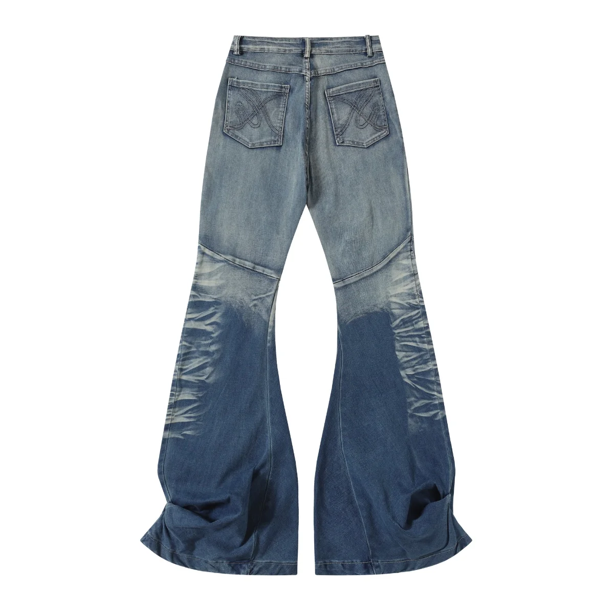 New American trend Washed and aged classic blue and white gradient jeans