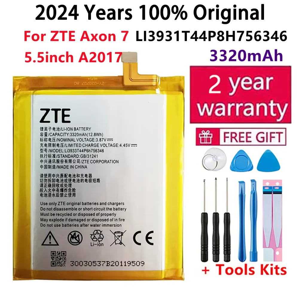 

2024 Years 100% Original New LI3931T44P8H756346 3320mAh Battery For ZTE Axon 7 5.5inch A2017 Batteries With Fast Shipping