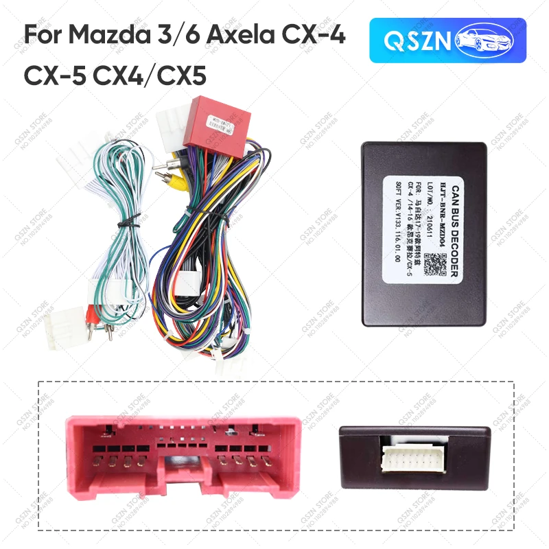

QSNZ для Mazda 3 Axela/CX-4/CX-5/6 Atenza кабель 16-контактный жгут проводов питания BNR Canbus Box декодер адаптер Android автомобильный радиоприемник