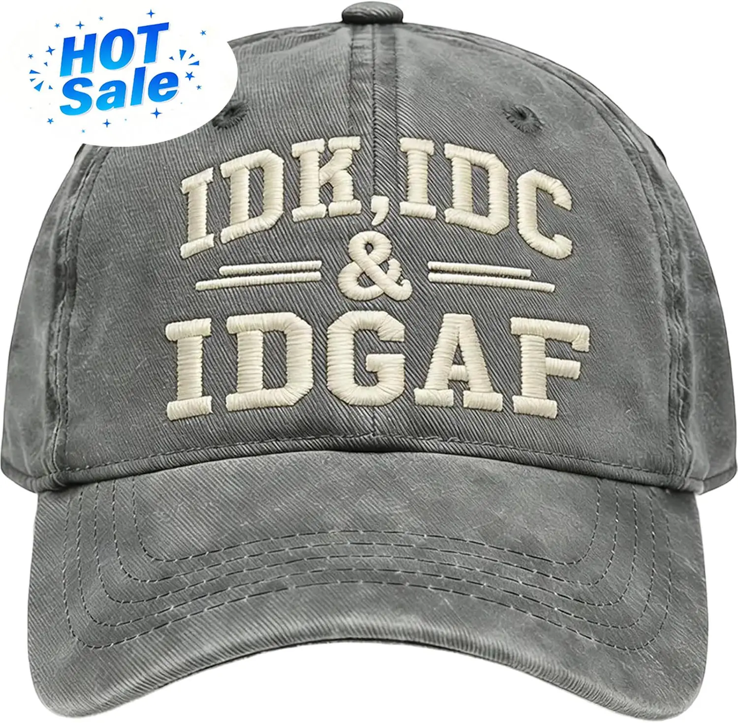 IDK IDC IDGAF Embroidery Cap Funny Hat Cotton Baseball Cap Adjustable Dad Hat Sarcastic Meme Gift