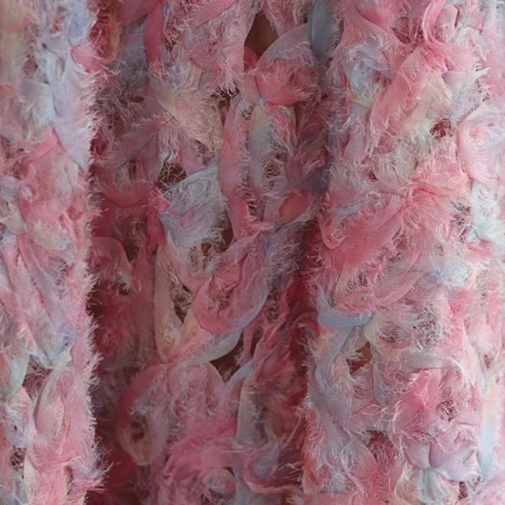 

Drape Mesh Pleated Fringe Hollow Out Fabric for Perspective Gradient Dress Set Design No Elasticity Cloth Diy Sewing Material