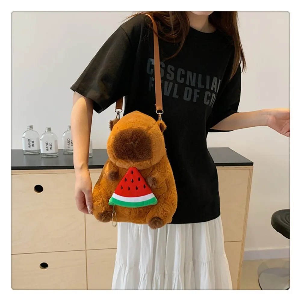 Bolso de hombro de felpa de gran capacidad Capybara, mochila informal de dibujos animados para estudiantes, bolso escolar de animales lindos, nuevo