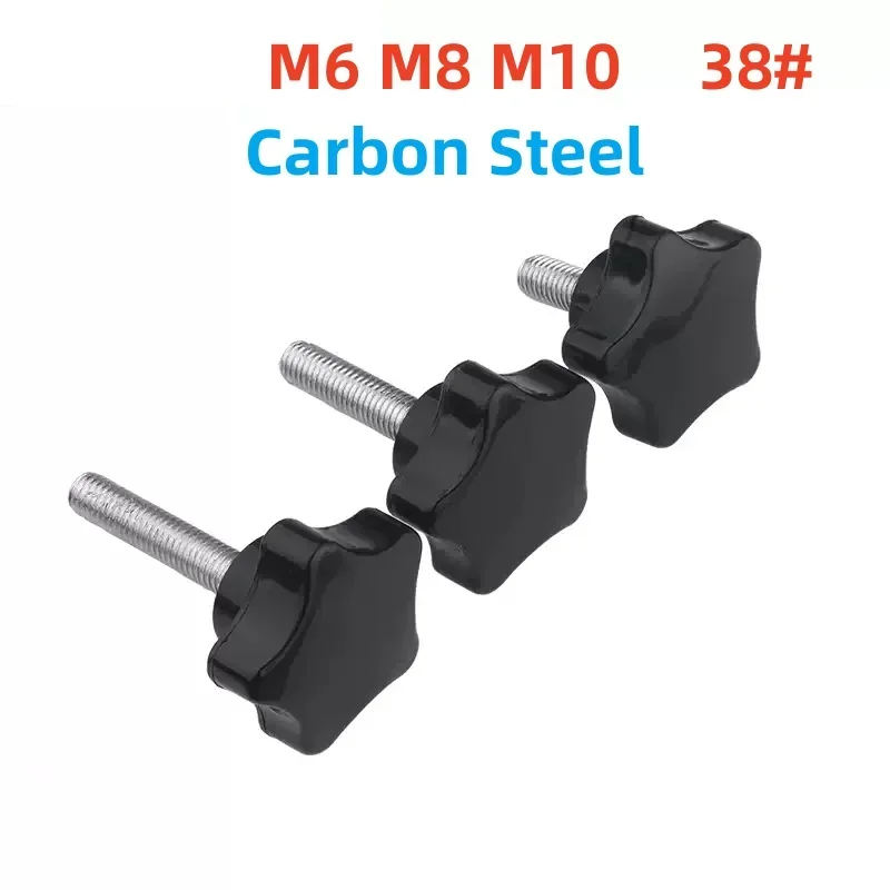 Parafuso de alça de ameixa pentagonal de aço carbono m6 m8 m10 estrela ameixa baquelite aperto manual parafuso de polegar parafuso de aperto ajustável