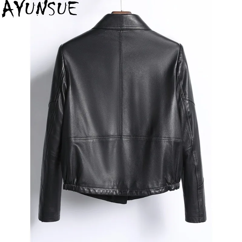 AYUNSUE Real Leather Jackets for Woman Autumn Short Black Outerwears Fashion Sheepskin Jacket Woman Clothes Jaqueta De Couro