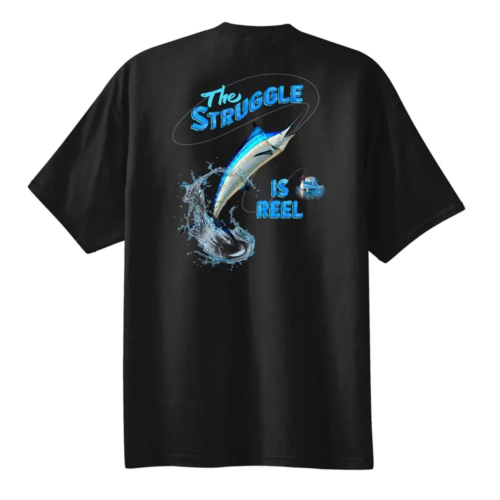 The Struggle Is Reel Fishing Fishman Angler Gift T-Shirt 100% Cotton O-Neck Summer Short Sleeve Casual Mens T-shirt Size S-3XL