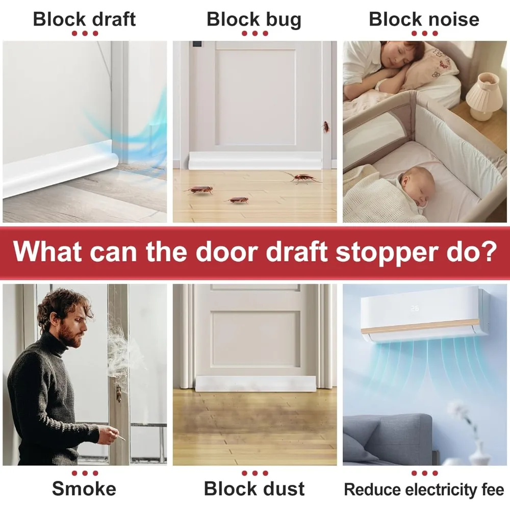 HomeProtect Under Door Draft Stopper Weather Stripping Door Seal Door Sweep Reduce Cold Air Front Soundproof Draft Blocker