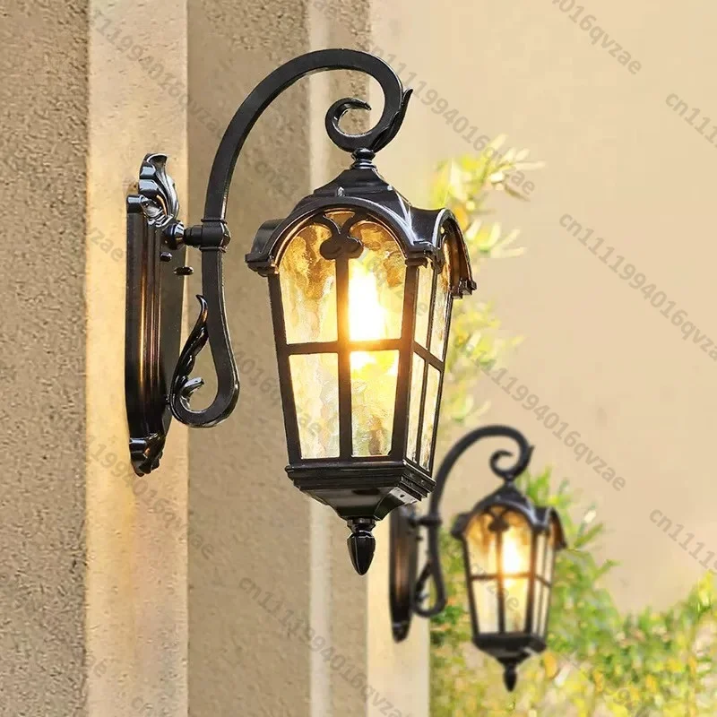 

Solar Outdoor Wall Lamp Waterproof Balcony Exterior Wall Lamp Courtyard Wall Gate Roman Column Lighting Door Lamp
