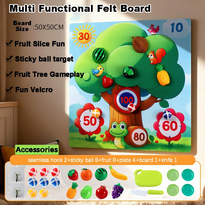 フェルトボード不織布キッチン楽しい果物と野菜のカット遊びハウスセットDIY子供のパズル手作りダーツボールクリスマスギフト