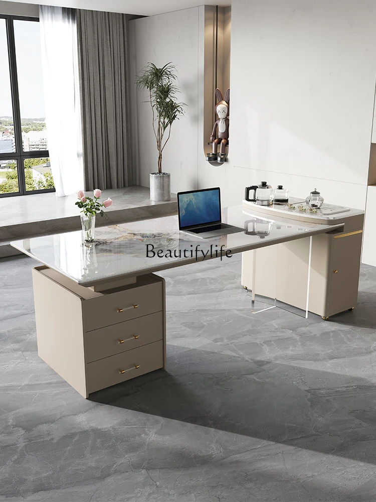 Slate desk Modern simple light luxury household integrated Italian multi-functional computer desk