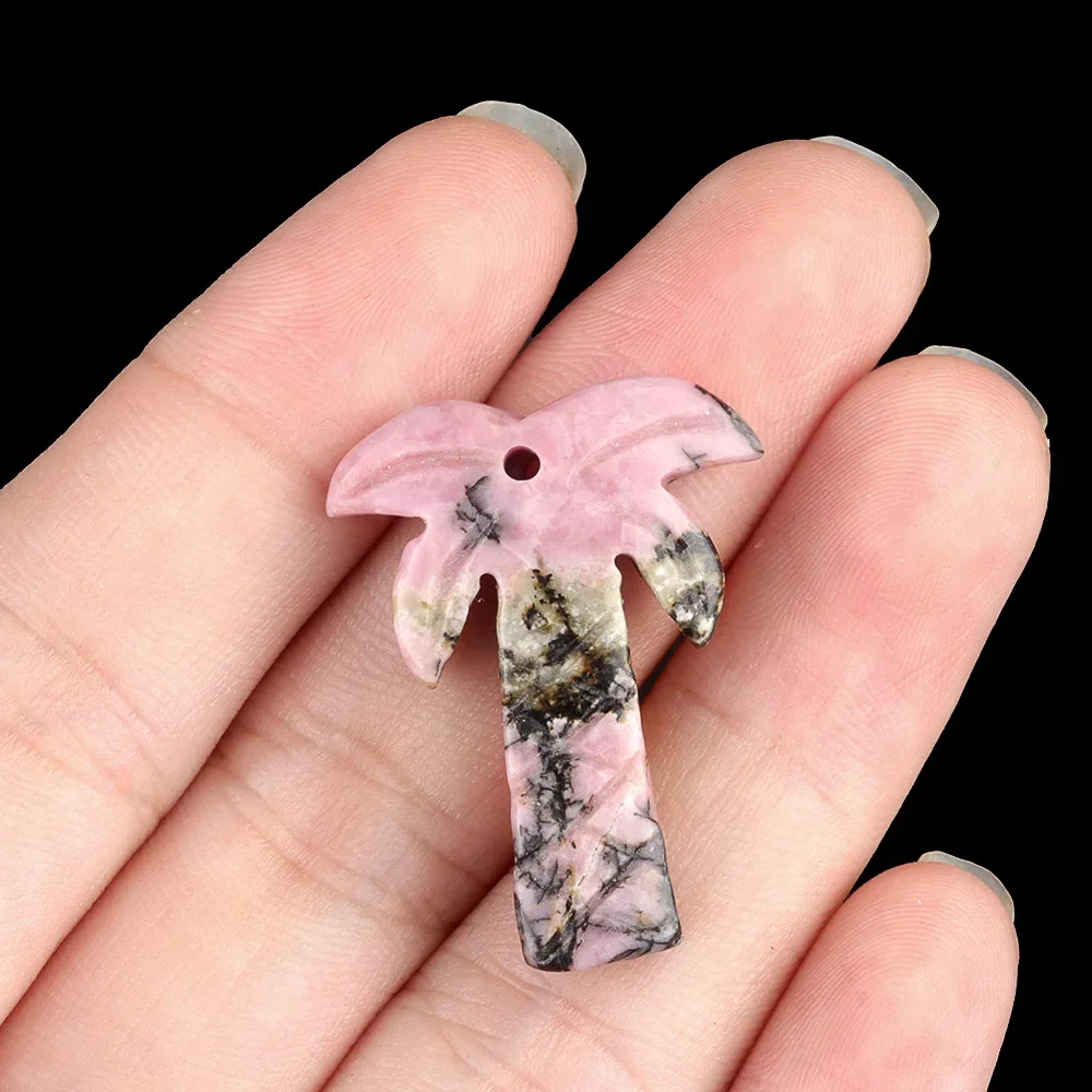 1PC Natuursteen Agaat Gesneden Kokospalm Standbeeld Palmbomen Reiki Healing Kristallen Ornament Home Decor DIY Hanger Accessoires
