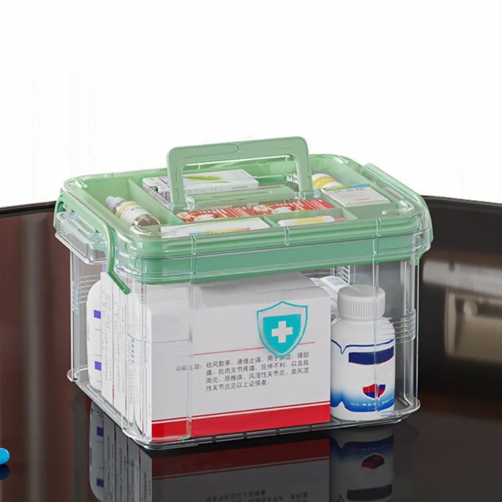 Portable First Aid Kit Transparent Large Capacity Emergency Box ChildSafe Double Layers Medicine Storage Box Home Travel