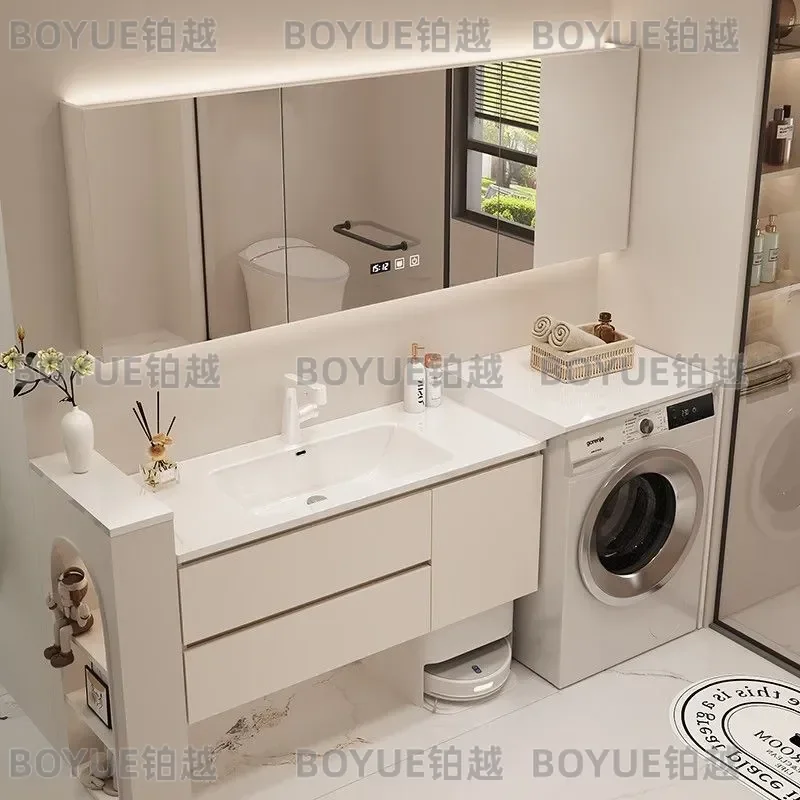 for Ceramic Integrated Basin Washing Machine Cabinet Combined Bathroom Cabinet Toilet Washbasin Face Basin Cabinet Rock Slab